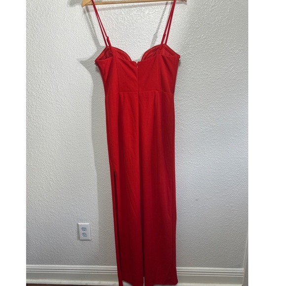NWT Lulus Embellished V Neck Spaghetti Strap Red Formal Rhinestone Size L - Picture 7 of 12